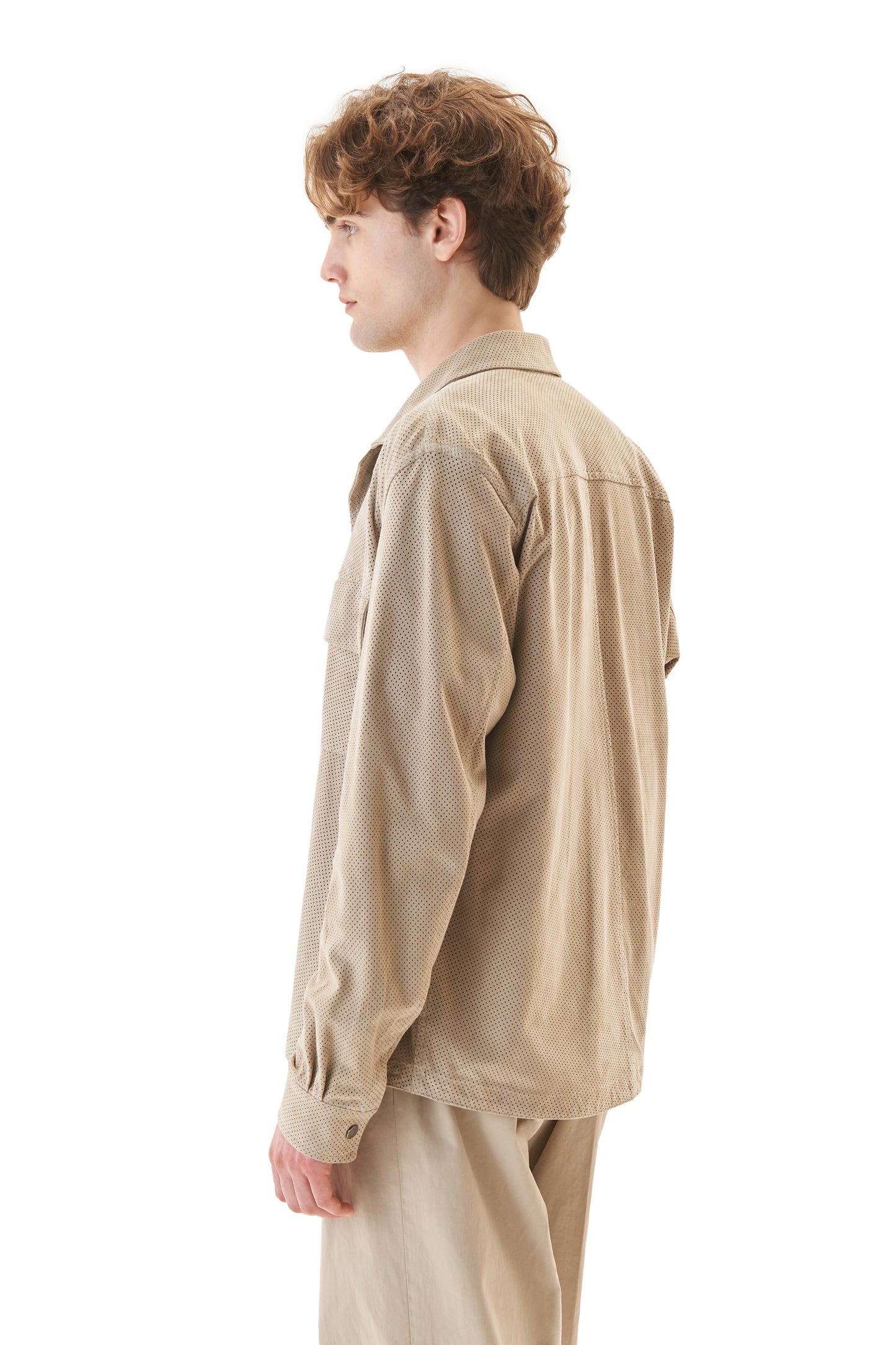 PERFORATED SUEDE OVERSHIRT