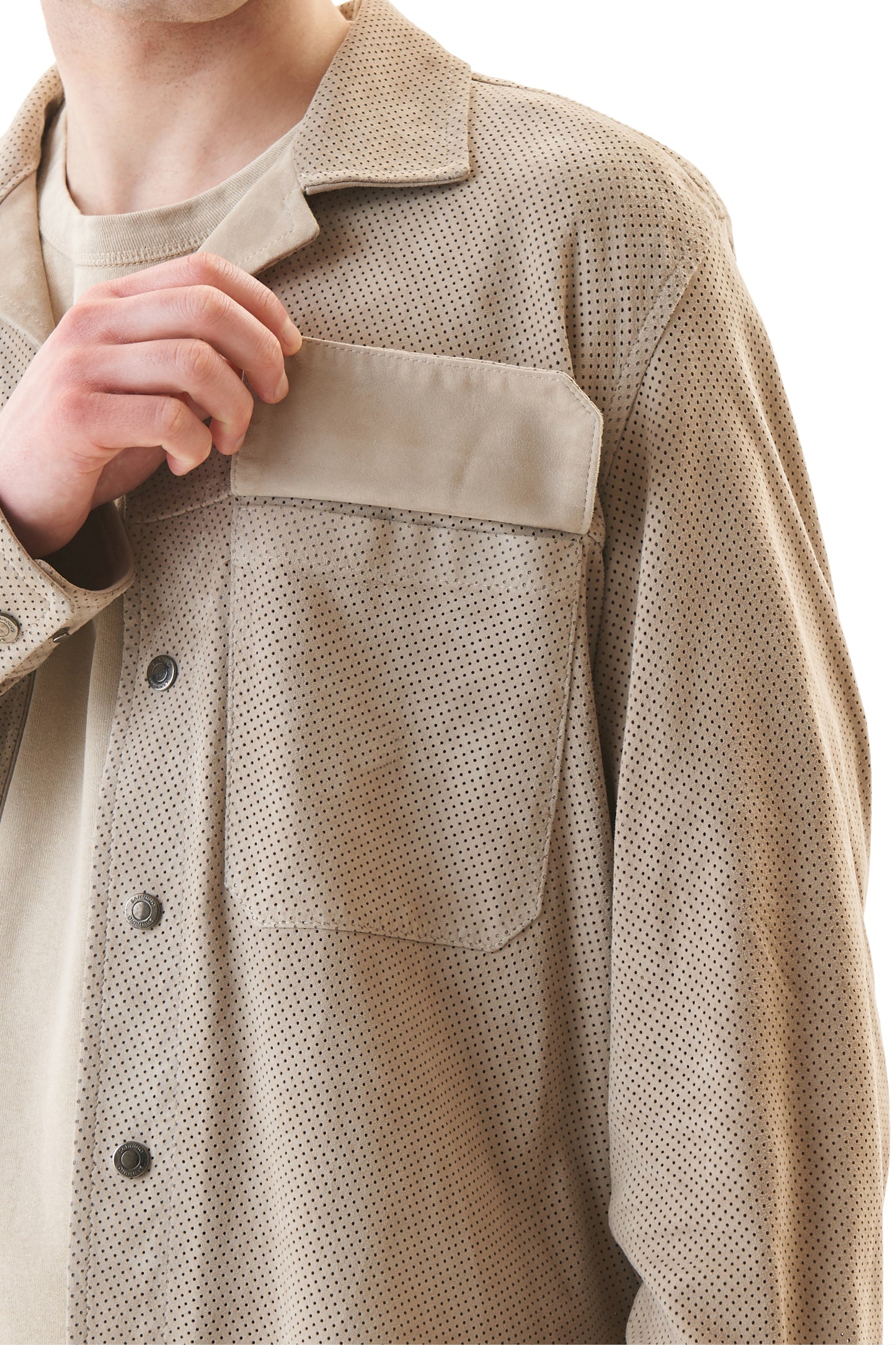 PERFORATED SUEDE OVERSHIRT