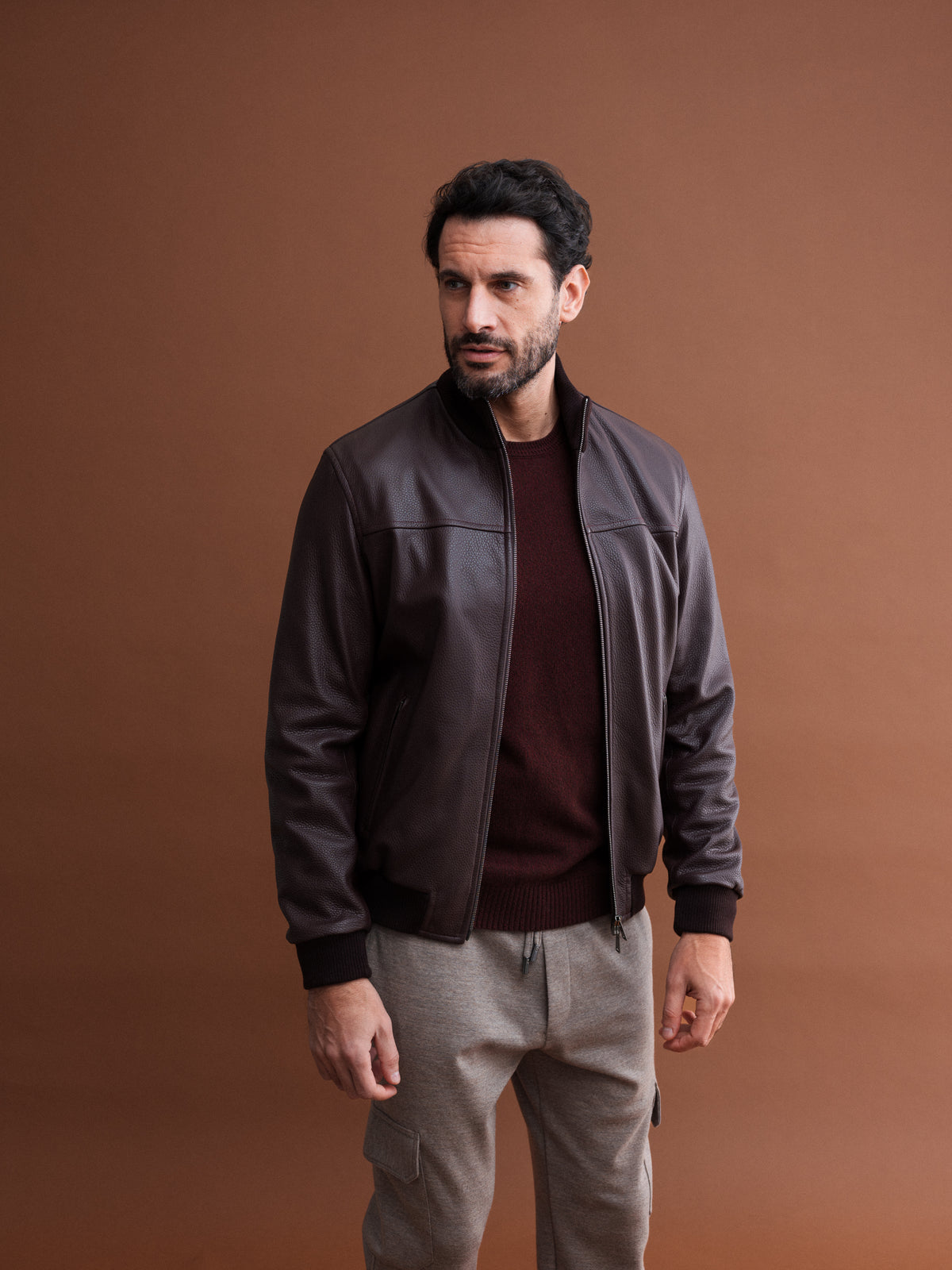 DEER LEATHER BOMBER