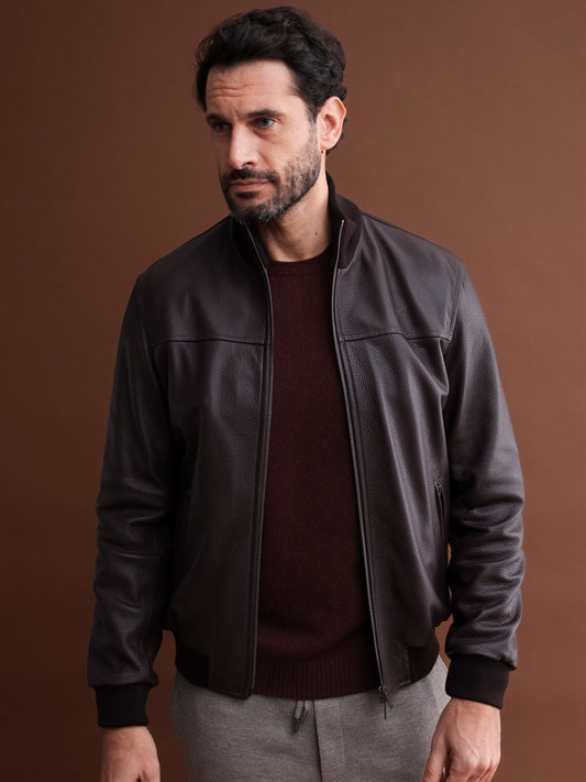 DEER LEATHER BOMBER